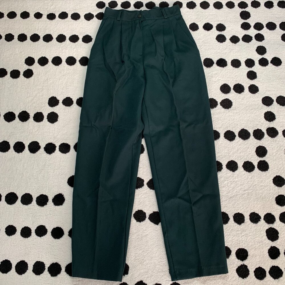 Vintage 80s 90s Savannah Pleated Trouser Pants Size 7/8 Emerald Green Corpcore
